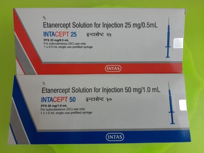 Enbrel etanercept injection 50mg subcutaneous indikasi efek dosis samping